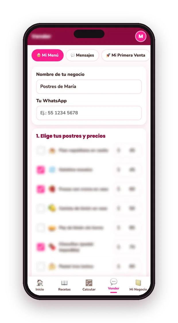 Menú para WhatsApp